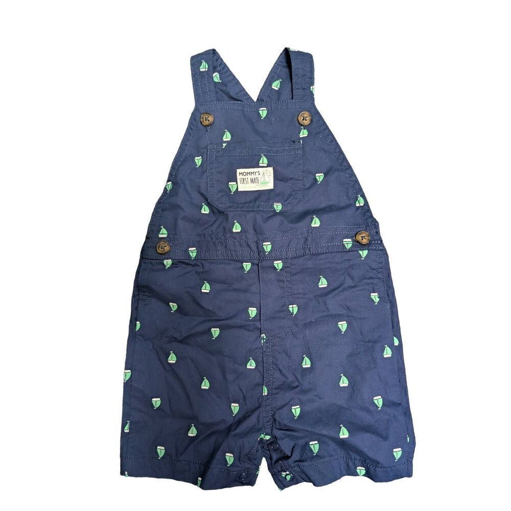 Carter’s Just One You Mommy’s First Mate blue overalls with sailboats. Size 12M